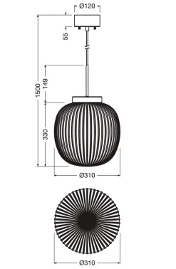 Decor Glass Lantern pendel, hvid/natur