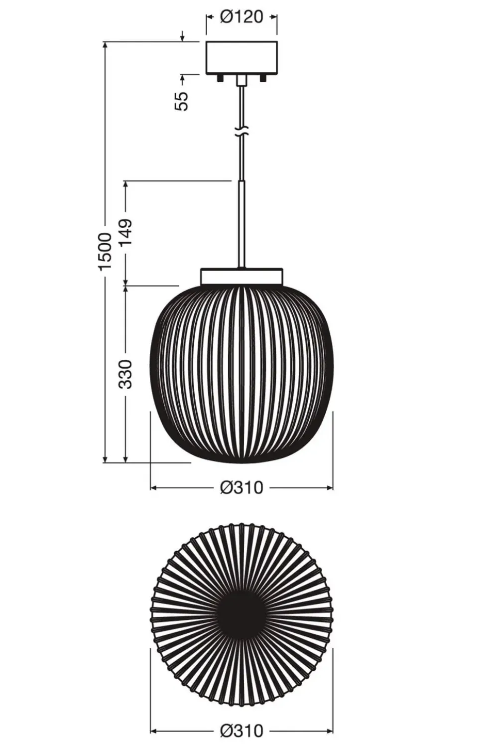 Decor Glass Lantern pendel, hvid/natur