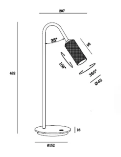 Decor T1 bordlampe, sort/alu