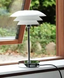 DL20 bordlampe, hvid/krom