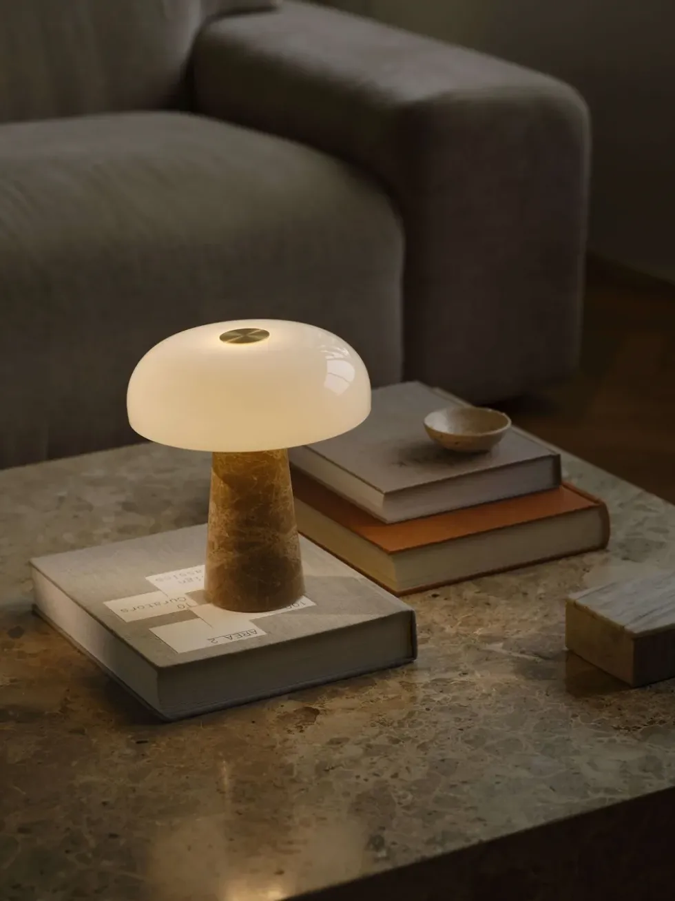 Glossy Mini bordlampe, beige