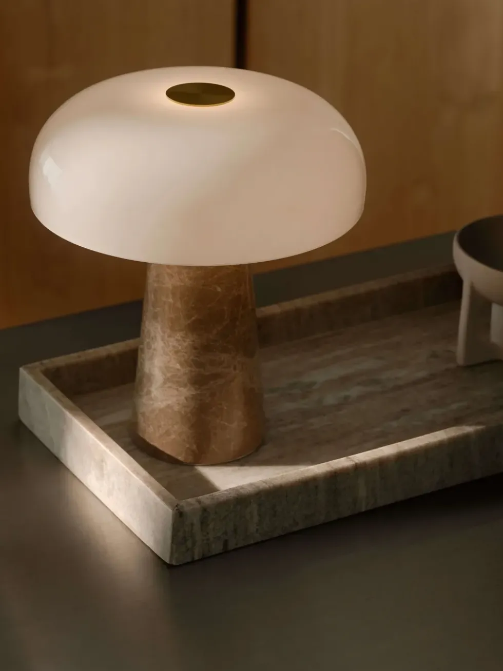 Glossy Mini bordlampe, beige