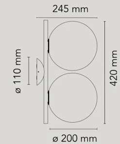 IC Light C/W1 Double væglampe/loftlampe, sort
