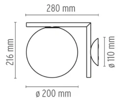 IC Light C/W1 væglampe / loftlampe, sort