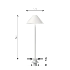 Keglen bordlampe m/pind, hvid