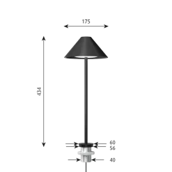 Keglen bordlampe m/pind, sort