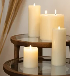 LED triple bloklys, ivory, Smooth, 15x15 cm