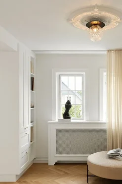 Liila 1 large væglampe / loftlampe, sort/klar