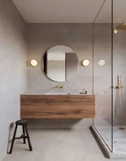 Liila 1 medium væglampe / loftlampe IP44, nordic guld/opal