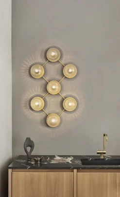 Liila 7 væglampe / loftlampe, nordic guld/klar
