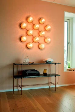 Liila 12 væglampe / loftlampe, nordic guld/klar