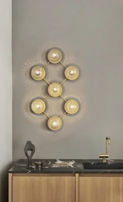 Liila 7 væglampe / loftlampe, nordic guld/opal