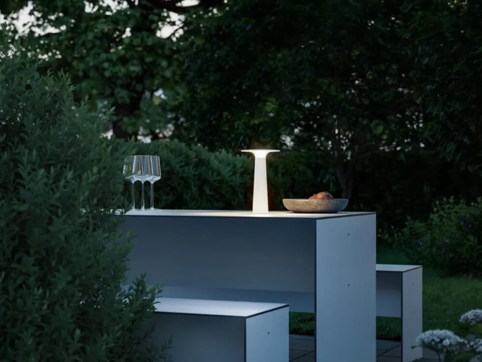 Lix batterilampe / bordlampe, pearl white