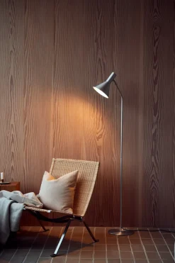 LYSS gulvlampe, børstet aluminium