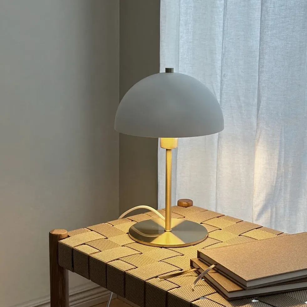 Malmø bordlampe, mat hvid/messing
