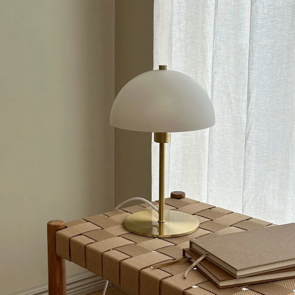 Malmø bordlampe, mat hvid/messing