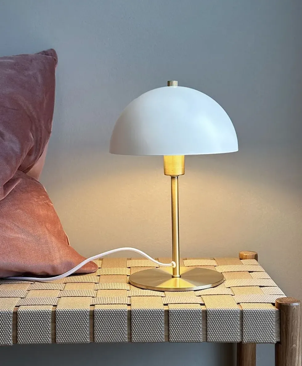 Malmø bordlampe, mat hvid/messing