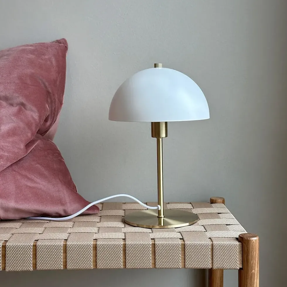 Malmø bordlampe, mat hvid/messing
