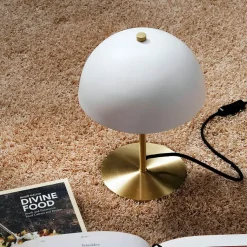 Malmø bordlampe, mat hvid/messing