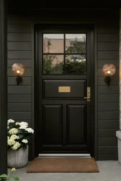 Miira Outdoor væglampe, mørk bronze/opal