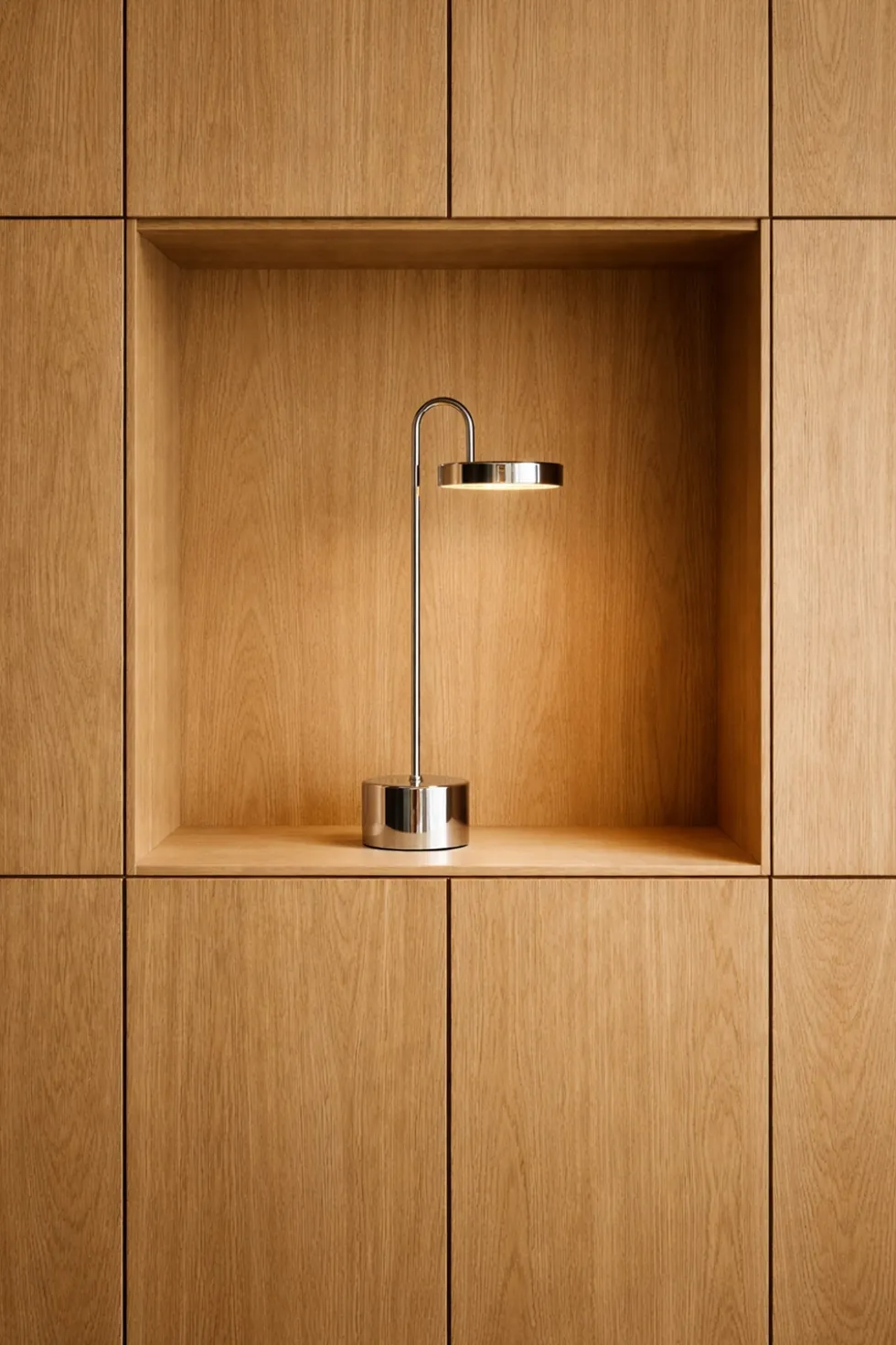 MooveLIGHT batterilampe / bordlampe m/trådløs oplader, krom
