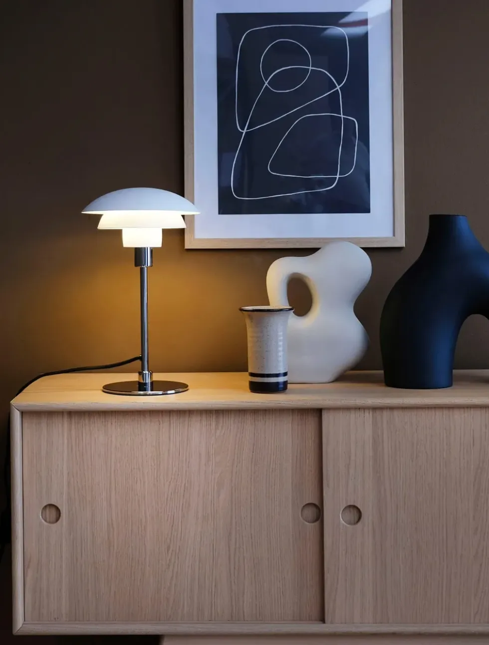 Morph D21 bordlampe, hvid/krom
