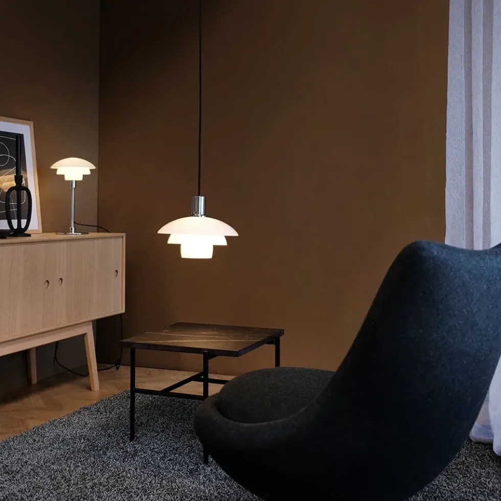 Morph D21 bordlampe, hvid/krom
