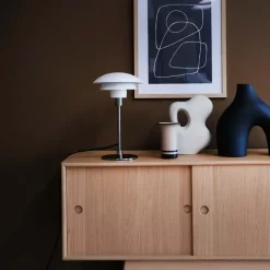 Morph D21 bordlampe, hvid/krom