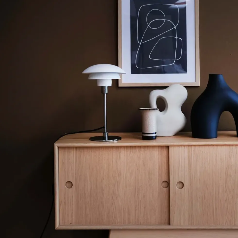 Morph D21 bordlampe, hvid/krom