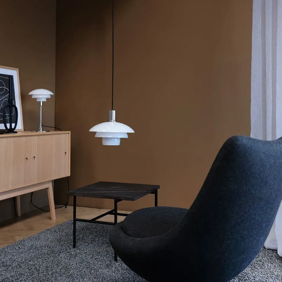 Morph D21 bordlampe, hvid/krom