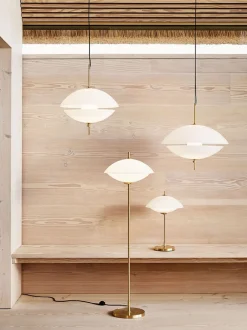 Musling gulvlampe, opal/messing