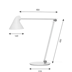 NJP bordlampe m/bordfod, hvid