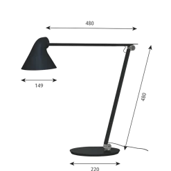 NJP bordlampe m/bordfod, sort