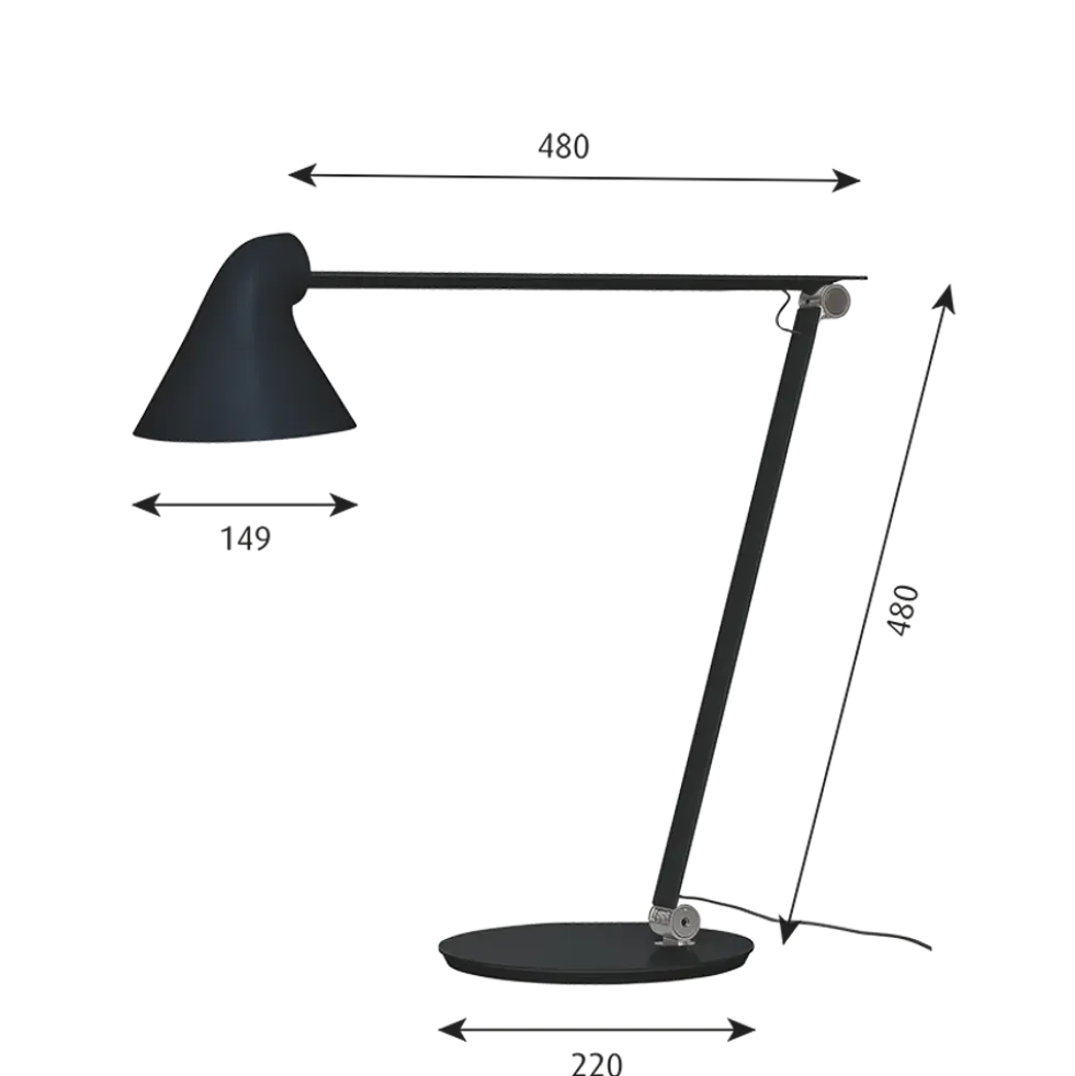 NJP bordlampe m/bordfod, sort