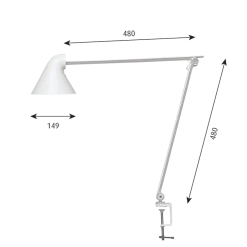 NJP bordlampe m/bordklemme, hvid