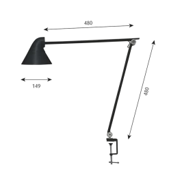 NJP bordlampe m/bordklemme, sort