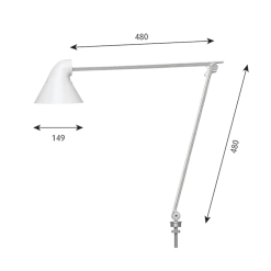 NJP bordlampe m/Ø10 pind, hvid