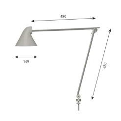 NJP bordlampe m/Ø10 pind, lys alu grå