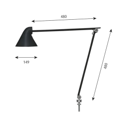 NJP bordlampe m/Ø10 pind, sort