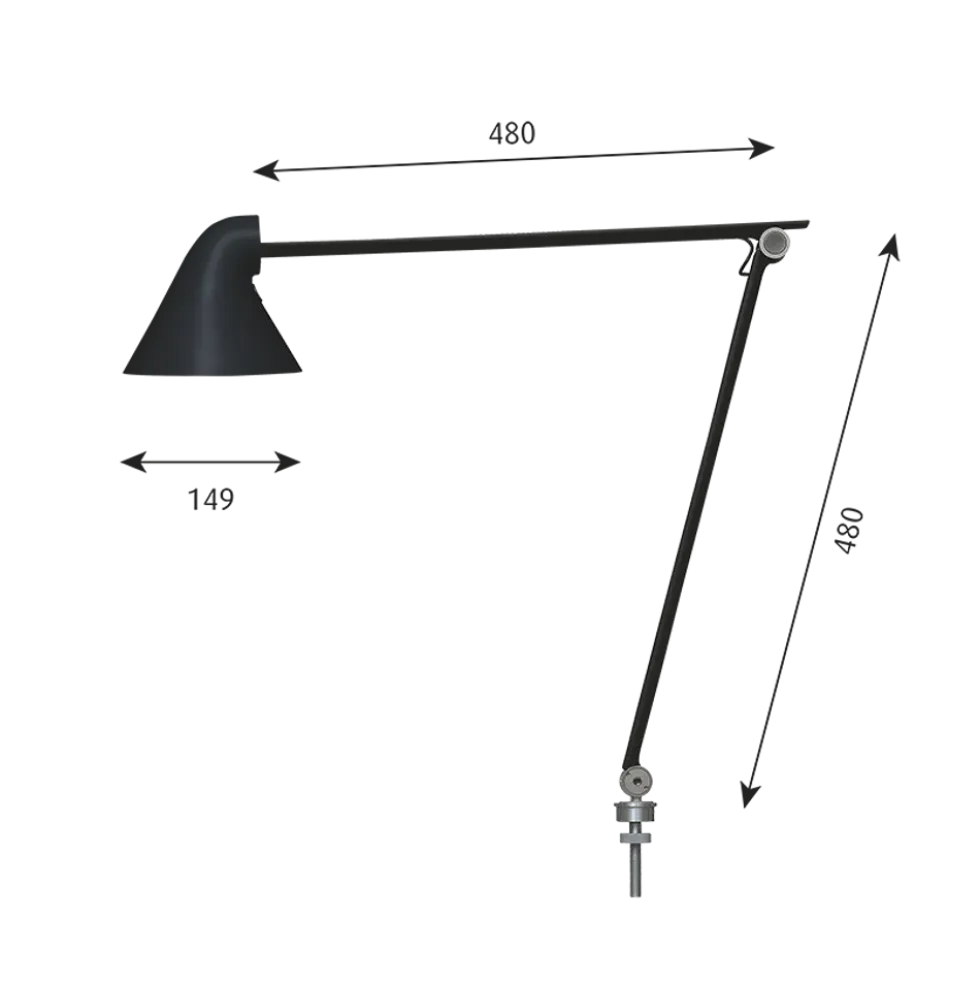 NJP bordlampe m/Ø10 pind, sort