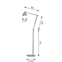 NJP gulvlampe, lys alu grå