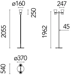 Nocturne F2 Cone gulvlampe, sort