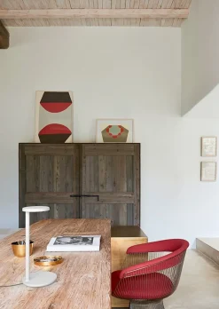 Oblique bordlampe, mat rustfarvet