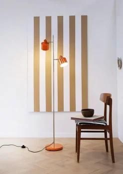 Ocean gulvlampe, orange/messing