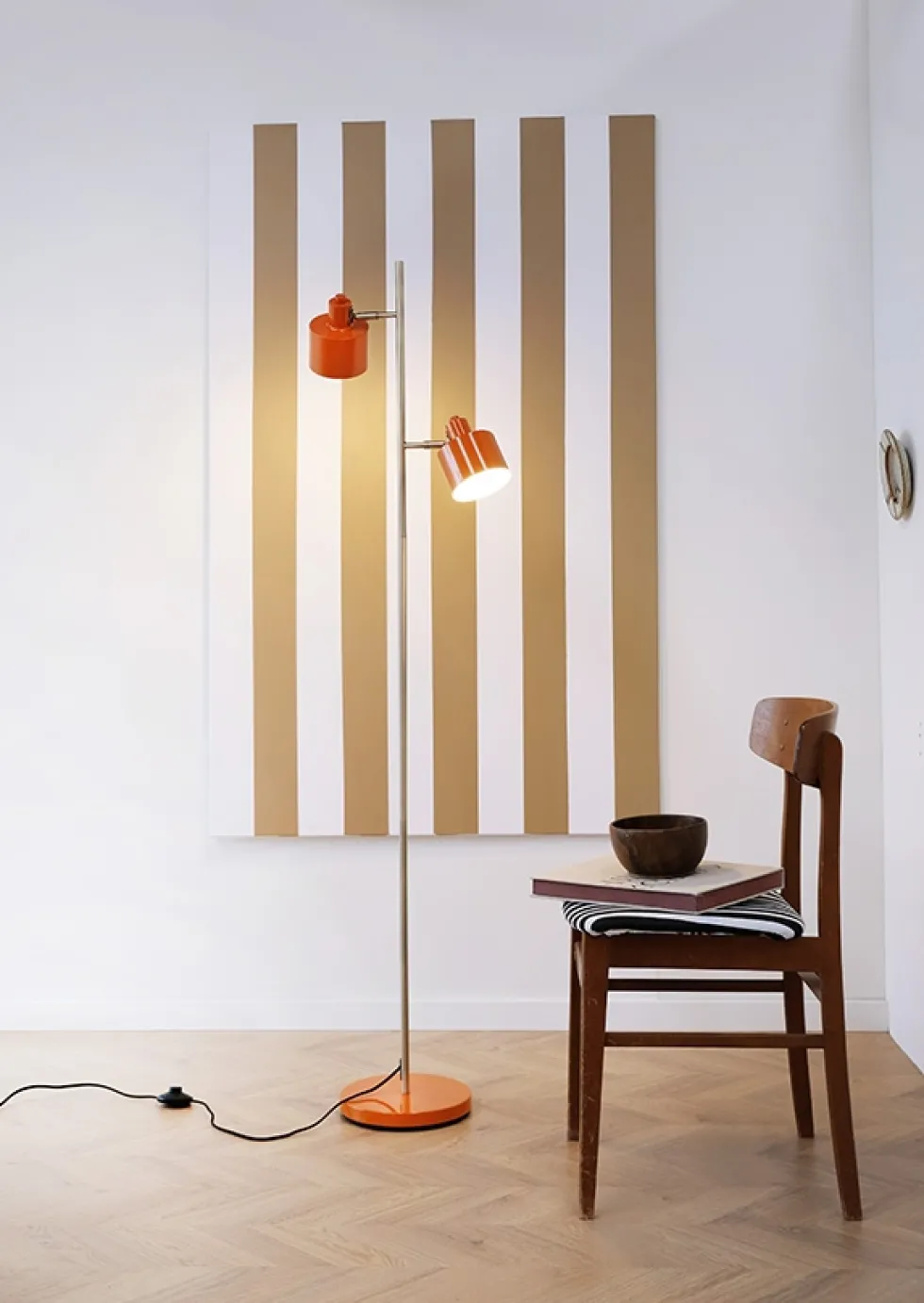 Ocean gulvlampe, orange/messing