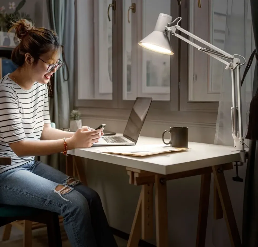 Office Line Desk Retro Clip bordlampe, hvid