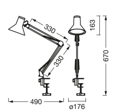 Office Line Desk Retro Clip bordlampe, hvid