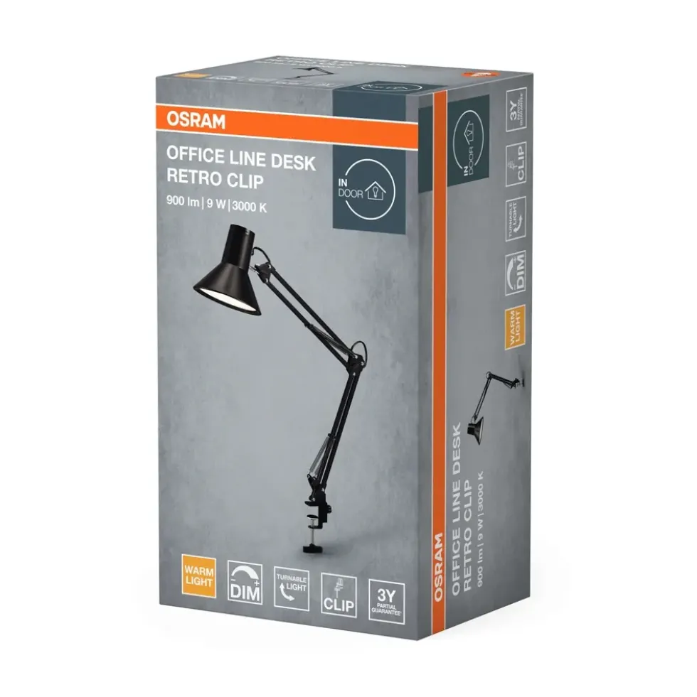 Office Line Desk Retro Clip bordlampe, sort