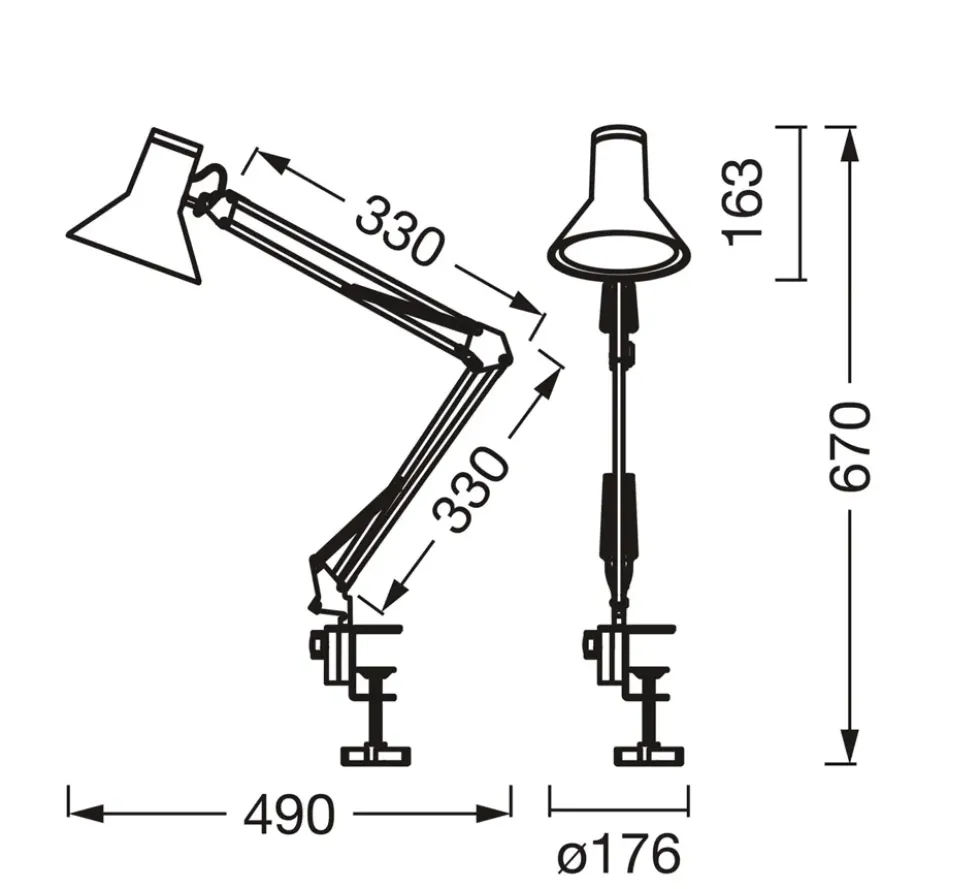 Office Line Desk Retro Clip bordlampe, sort