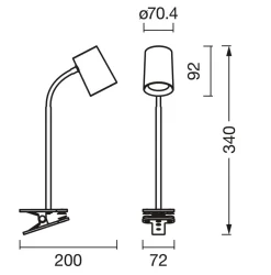 Office Line Desk Trapezium Clip bordlampe, hvid